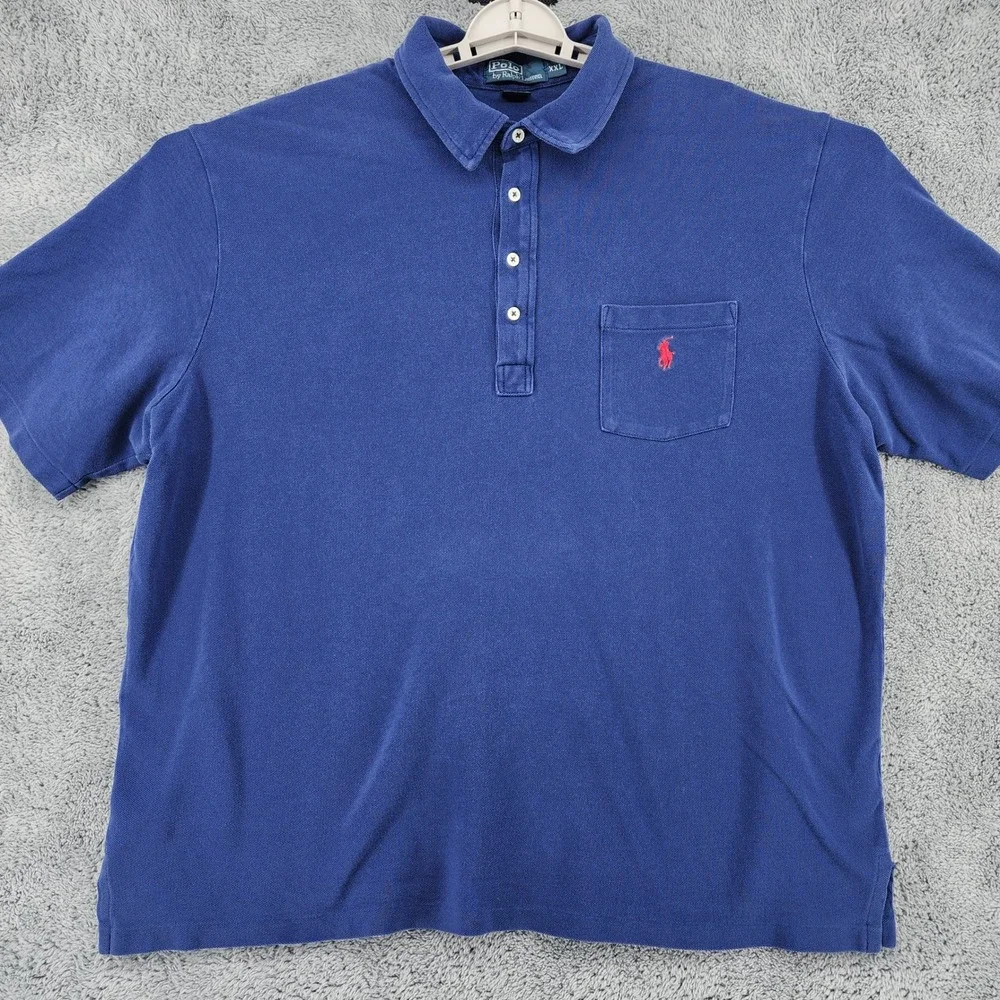 Polo Ralph Lauren Polo Shirt Mens 2XL Blue Chest Pocket Big & Tall Y2K Vintage